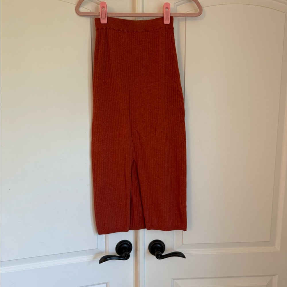 Free People Rust Knit Skirt